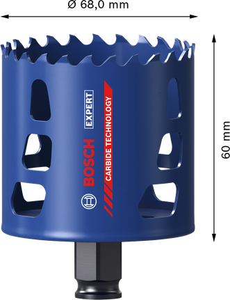 Кільцева пилка Bosch EXPERT Multi Material 68 мм з твердосплавними зубцями.